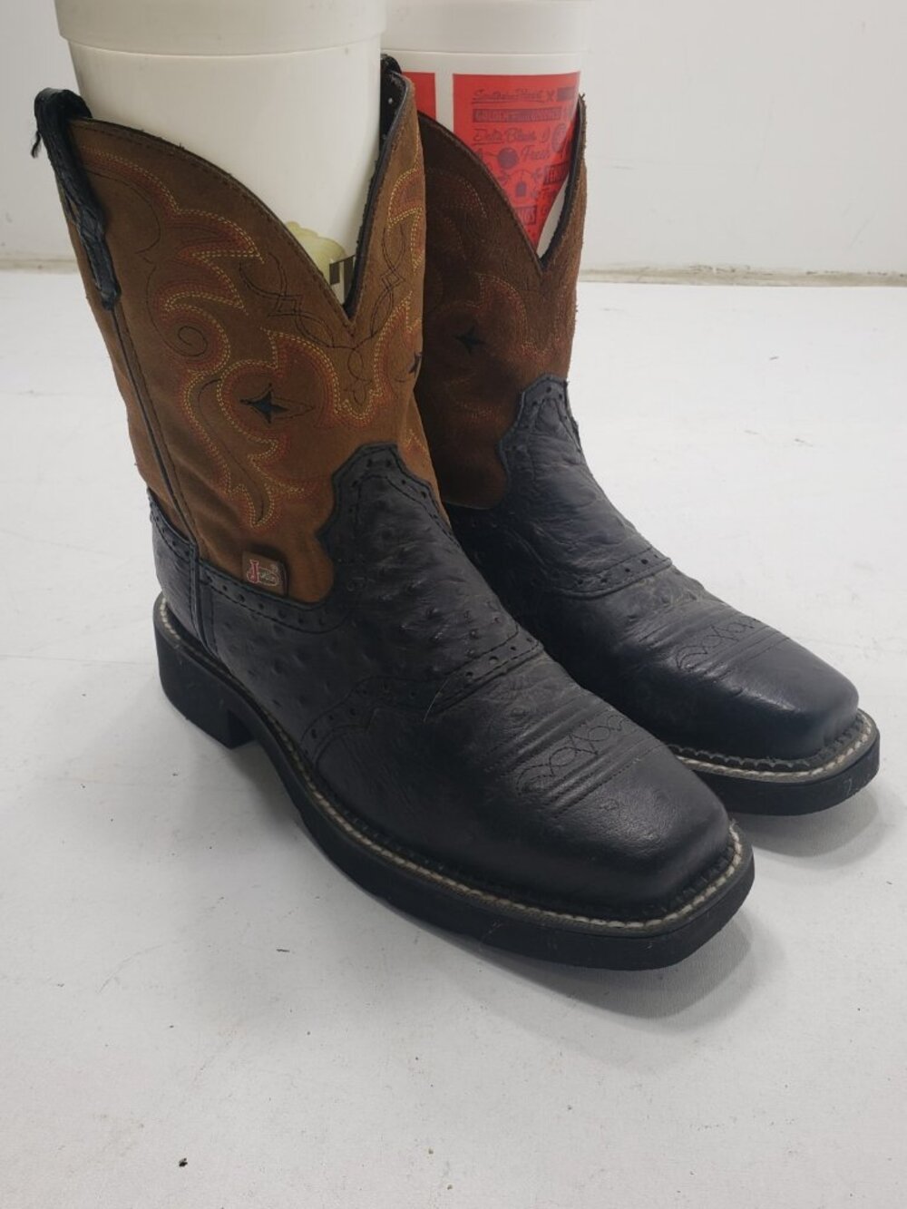Justin Gypsy L9968 Women's 8B Leather Square Toe Western Cowboy Boots Black - Picture 3 of 12